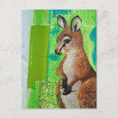 Carte Postale Bébé kangourou dans un collage de techniques mixte (Devant)