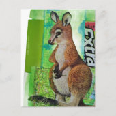 Carte Postale Bébé kangourou dans un collage de techniques mixte (Devant)