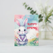 Carte Postale Bébé lapin au printemps (Debout devant)
