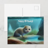 Carte Postale Bébé loutre mignon dans un étang - anniversaire pe (Devant / Derrière)