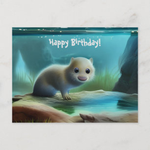 Carte Postale Bébé loutre mignon dans un étang - anniversaire pe