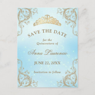 Carte Postale Bébé Lumière Bleue Or Quinceanera Sauvegarder La D