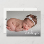 Carte Postale Bébé Merci blanc Script (Devant / Derrière)
