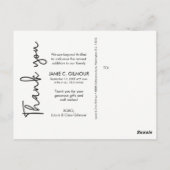 Carte Postale Bébé Merci blanc Script (Dos)