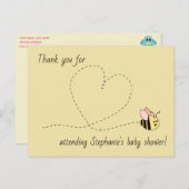 Carte Postale Bébé Merci de fille d'abeille (Devant / Derrière)