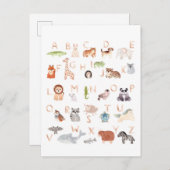 Carte Postale Bébé mignon Alphabet animal (Devant / Derrière)