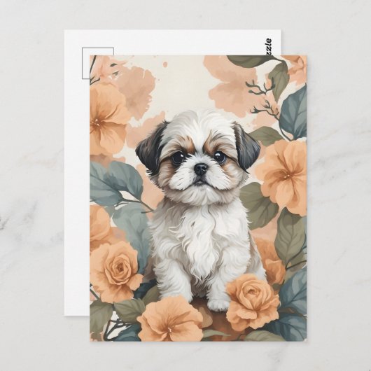 Carte Postale Bébé mignon Animaux - Chih Tzu Puppy (Devant / Derrière)