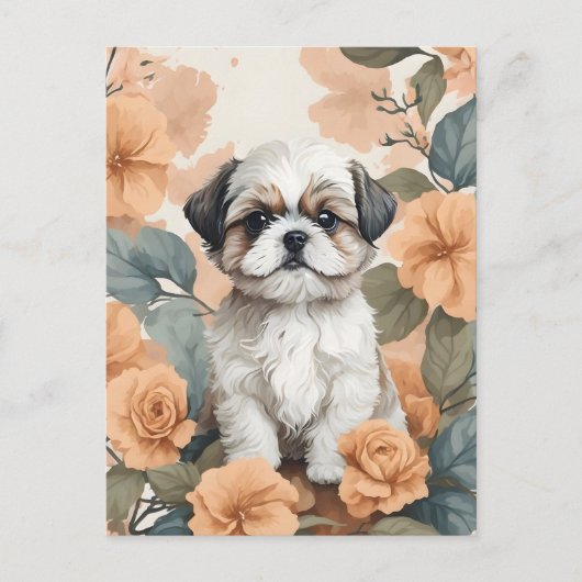 Carte Postale Bébé mignon Animaux - Chih Tzu Puppy (Devant)