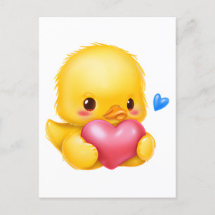 Carte Postale Bébé mignon avec coeur rose Valentine