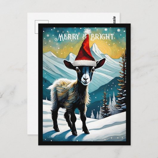Carte Postale Bébé mignon chèvre enfant Père Noël animal Noël (Devant / Derrière)