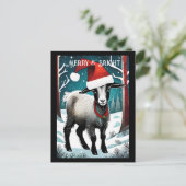 Carte Postale Bébé mignon chèvre forêt enfant Père Noël animal N (Debout devant)