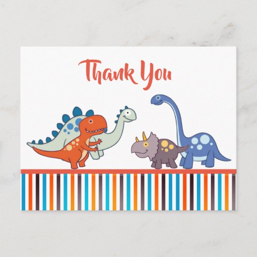Carte Postale Bébé mignon Dinosaur Motif Merci personnalisé (Devant)