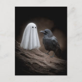Carte Postale Bébé mignon fantôme et corbeau Halloween (Devant)
