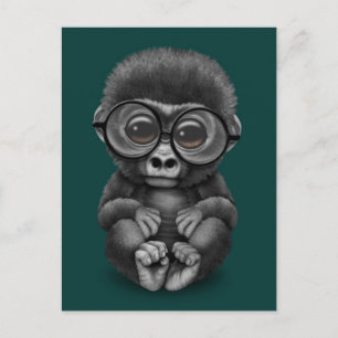Carte Postale Bébé mignon Gorilla portant des lunettes d'oeil su