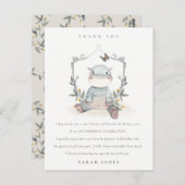Carte Postale Bébé mignon Hippo Foliing N'importe quel âge Anniv (Devant / Derrière)