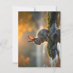Carte Postale Bébé mignon lapin en automne