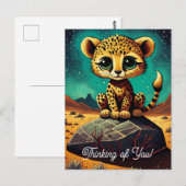 Carte Postale Bébé mignon Leopard Penser à vous (Devant / Derrière)