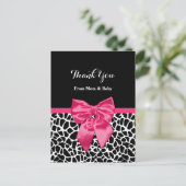 Carte Postale Bébé mignon Merci Girly Giraffe Imprimer Bow rose (Debout devant)