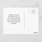 Carte Postale Bébé mignon Merci Girly Giraffe Imprimer Bow rose (Dos)