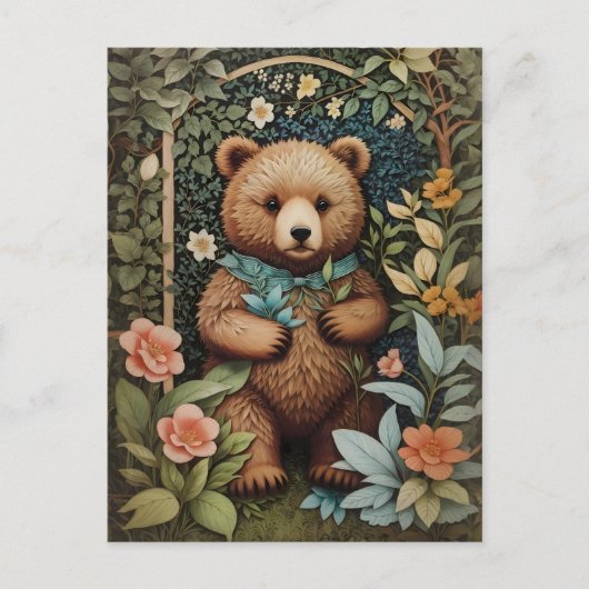 Carte Postale Bébé mignon Ours Brown William Morris Inspiré (Devant)