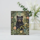 Carte Postale Bébé mignon Ours noir Forêt botanique (Debout devant)