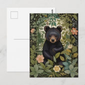 Carte Postale Bébé mignon Ours noir Forêt botanique (Devant / Derrière)