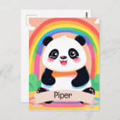 Carte Postale Bébé mignon Panda arc-en-ciel (Devant / Derrière)