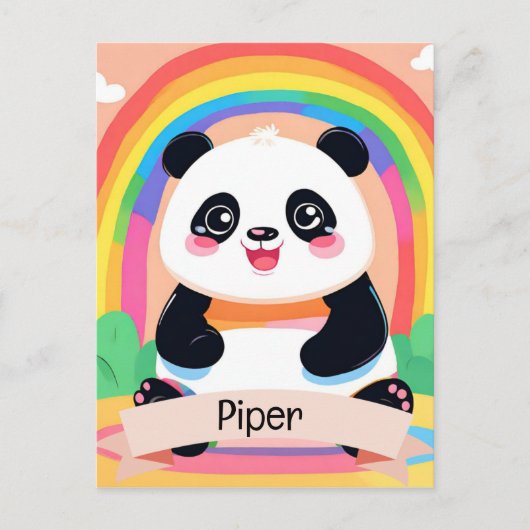 Carte Postale Bébé mignon Panda arc-en-ciel (Devant)