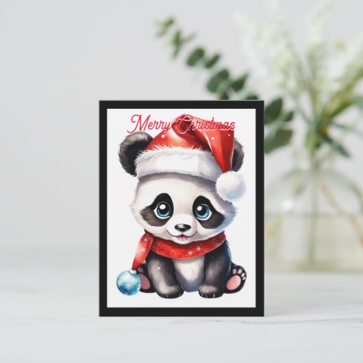 Carte Postale Bébé mignon Père Noël Panda Noël (Debout devant)