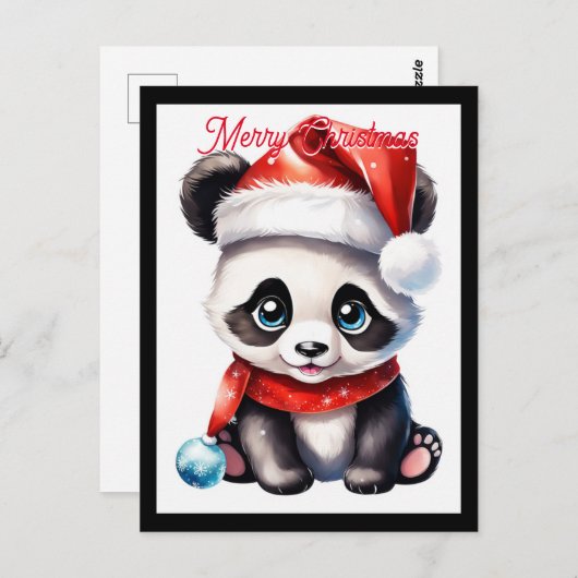 Carte Postale Bébé mignon Père Noël Panda Noël (Devant / Derrière)