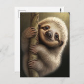 Carte Postale Bébé mignon Sloth Souriant Faune Nature Animal (Devant / Derrière)