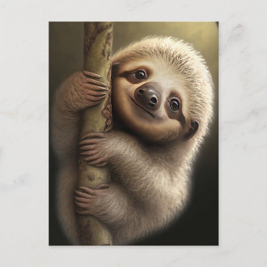 Carte Postale Bébé mignon Sloth Souriant Faune Nature Animal (Devant)