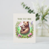 Carte Postale Bébé ours Maman adorable ajouter du texte (Debout devant)