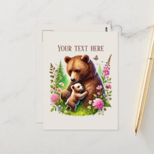 Carte Postale Bébé ours Maman adorable ajouter du texte