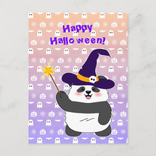 Carte Postale Bébé panda mignon d'Halloween avec une baguette ma