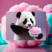 Carte Postale Bébé, Panda mignonne mangeant des bonbons de coton