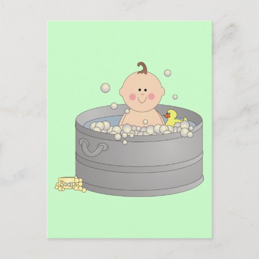 Carte Postale Bébé pendant le bain (Devant)