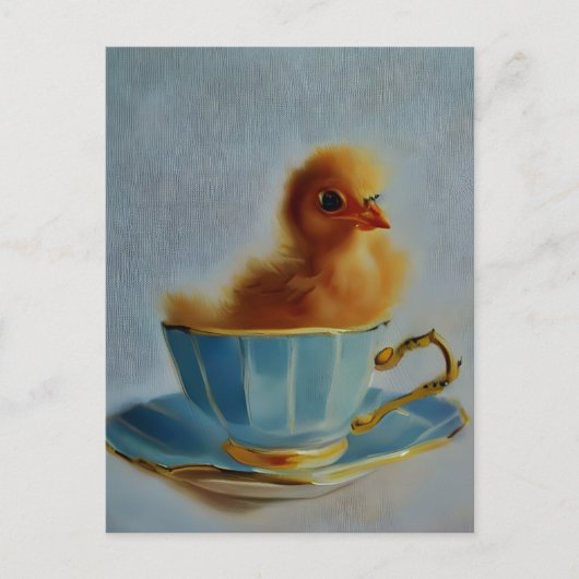Carte Postale Bébé poulet dans une tasse de thé (Devant)