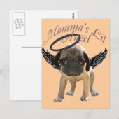 Carte Postale Bébé Pug Ange (Devant / Derrière)