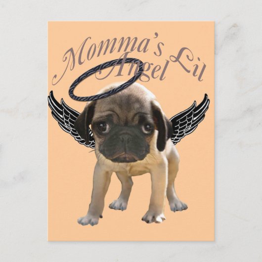 Carte Postale Bébé Pug Ange (Devant)
