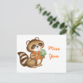 Carte Postale Bébé Raccoon en Orange Vest avec meilleur ami Gren (Debout devant)