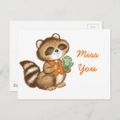 Carte Postale Bébé Raccoon en Orange Vest avec meilleur ami Gren (Devant / Derrière)