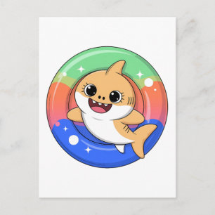 Carte Postale Bébé Requin Mignon Avec Flotteur Enfants