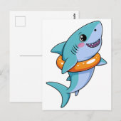 Carte Postale Bébé Requin Mignon Avec Flotteur | Enfants (Devant / Derrière)