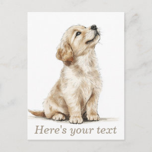 Carte Postale Bébé Retriever doré beige personnalisé