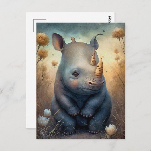 Carte postale Bébé Rhino (Devant / Derrière)
