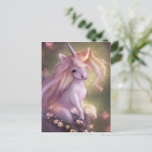 Carte Postale Bébé rose adorable licorne (Debout devant)