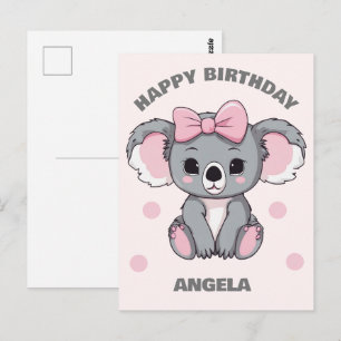 Carte Postale Bébé rose Koala Ours