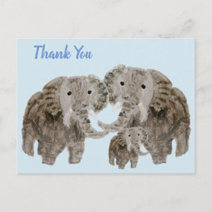 Carte Postale Bébé sauvage Eléphant Famille Merci