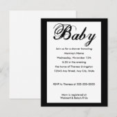 Carte Postale Bébé Script Baby shower Invitation Blanc (Devant / Derrière)